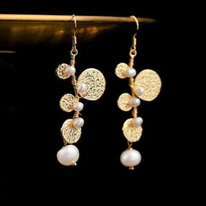 【送料無料】ジュエリー・アクセサリー ドロップペンダントイヤリングfeuilles en forme de culture perles goutte pendantes boucles doreilles pour 【送料無料】ジュエリー・アクセサリー ドロップペンダントイヤリングfeuilles en forme de culture perles goutte pendantes boucles doreilles pour