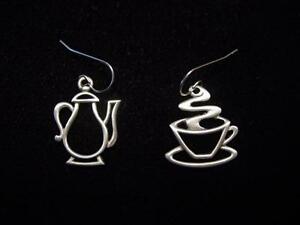 【送料無料】ジュエリー アクセサリー ジョネットジュエリーシルバーピューターコーヒーポットカップフレンチワイヤーイヤリングjj jonette jewelry silver pewter cee pot cup french wire earrings