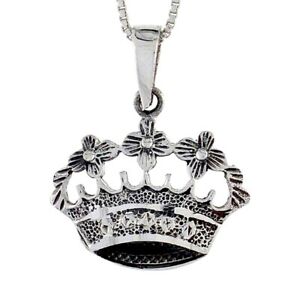 【送料無料】ジュエリー・アクセサリー シルバースターリングクラウンペンダントブレロックインチイタリアンチェーンボックスargent sterling couronne pendentif breloque, 18 italien boite chain