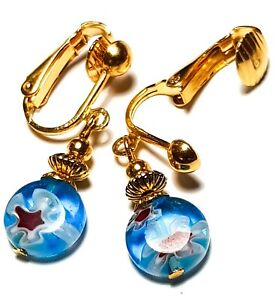 【送料無料】ジュエリー・アクセサリー ショートゴールドターコイズレッドミレフィオーリピンチェイヤーズパールグラスグーテシックcourt or turquoise rouge millefiori pince oreilles verre perle goutte chic