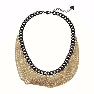 【送料無料】ジュエリー・アクセサリー ツートンチェーンスワッグタッセルステートメントネックレス