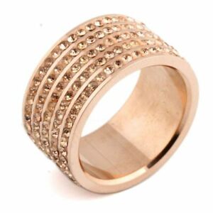 ジュエリー・アクセサリー ローズゴールドクリスタルリングステンレスファッションウェディングリングジュエリーrose gold crystal ring stainless steel fashion weddings rings for women jewelry