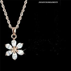 【送料無料】ジュエリー・アクセサリー スワロフスキーフラワーペンダントチェーンネックレスRエレメン..