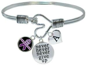 ジュエリー・アクセサリー カスタムブレスレットcustom fibromyalgia awareness never give up bracelet choose initial family