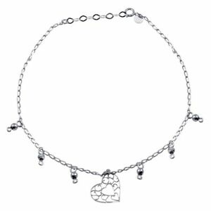 ジュエリー・アクセサリー ハートパールチェーンチェビルブレスレットシルバースターリングargent sterling pendant coeur amp; perles chaine bracelet de cheville