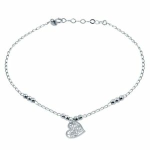 ジュエリー・アクセサリー パールハートチェーンチェビルブレスレットシルバースターリングargent sterling pendant coeur perle chaine bracelet de cheville