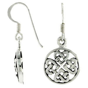 ジュエリー・アクセサリー シルバースターリングケルトシールドウェイハートノットイヤリングargent sterling celtique bouclier 4way c?ur n?ud boucles doreilles pendantes