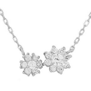 【送料無料】ジュエリー・アクセサリー シルバースターリングフラワーブレロケジルコネクリスタルネックレスargent sterling fleur floral breloque cristaux zircone femmes filles collier