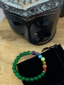 【送料無料】ジュエリー・アクセサリー ジェイドグリーンブレスレットチャクラビーズベルベットクラッ..