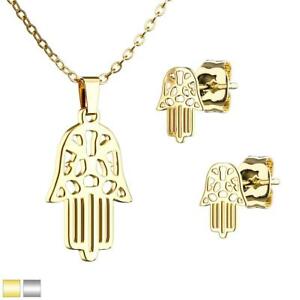 【送料無料】ジュエリー・アクセサリー カムサコリアースタッドイヤリングセットkhamsa collier et stud earring set