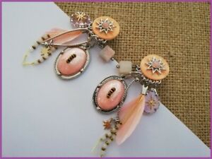【送料無料】ジュエリー・アクセサリー ピンククリップビーズロロタブークルboucles doreilles roses clips perlesplumemetal argente bijou lollolilota