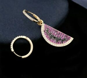 【送料無料】ジュエリー・アクセサリー ジルコニウム??スイカイヤリング??boucles doreilles asymetrique pasteque ?? pavee zirconium ??