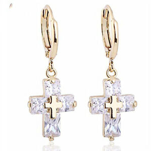 ジュエリー・アクセサリー ゴールデンスリーパーイヤリングスモールクロスブリリアントレトロboucles doreilles dormeuse dore petit croix cz brillant retro dd13