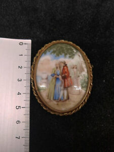 ̵ۥ奨꡼꡼ ⡼֥broche ancienne porcelaine limoges laiton