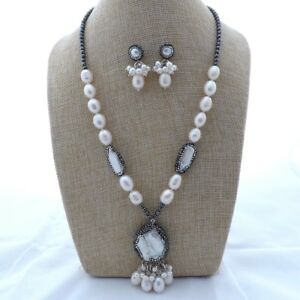 【送料無料】ジュエリー・アクセサリー インチホワイトライスパールビワパールヘマタイトネックレスイ..