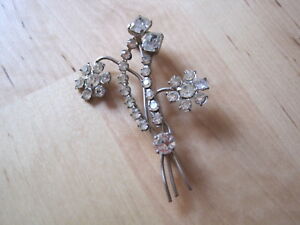 【送料無料】ジュエリー・アクセサリー アールデコラインストーンブローチbroche ancienne en strass art deco forme de fleur