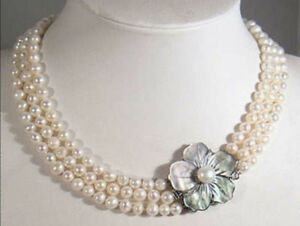 【送料無料】ジュエリー・アクセサリー ファインナチュラルホワイトアコヤネックレスシェルフラワークラスプ