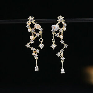 【送料無料】ジュエリー・アクセサリー ロンググランドカルチャーパールジルコンクロースイヤリングジュエリーconstellation femmes long gland de culture perle zircon clou earrings jewelry