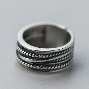 【送料無料】ジュエリー・アクセサリー スターリングタイシルバーリングオープンジュエリーmen women 925 solid sterling thai silver ring adjustable open jewelry(4)