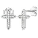 ジュエリー・アクセサリー スターリングシルバージルコントランスペアレントクロスクロー925 argent sterling zircon transparent croix clou religieux d filles ou ados