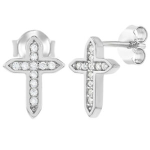 【送料無料】ジュエリー・アクセサリー スターリングシルバージルコントランスペアレントクロスクロー925 argent sterling zircon transparent croix clou religieux d filles ou ados