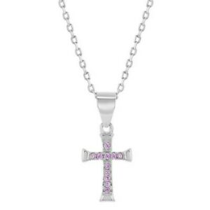 【送料無料】ジュエリー・アクセサリー スターリングシルバージルコンネックレス925 sterling argent petit religieux croix zircone collier pour filles 406cm