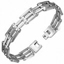 【送料無料】ジュエリー・アクセサリー パンサーリンクブレスレットステンレススチールギリシャキーカットアウトbracelet maillon panthere avec decoupe de cle grecque en acier inoxydable de 13