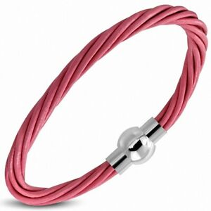 【送料無料】ジュエリー・アクセサリー ピンクストラップbracelet en cuir tresse rose fermeture magnetique 21 cm(4)