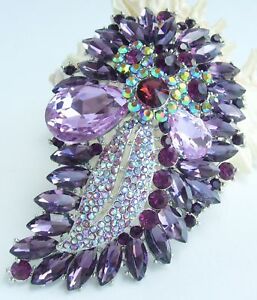 hokushinの【送料無料】ジュエリー・アクセサリー ラグジュアリーパープルオーストリアクリスタルティアドロップフラワーブローチピンluxury 413 purple austrian crystal teardrop flower brooch pin pendant 04050c5｜アングル2