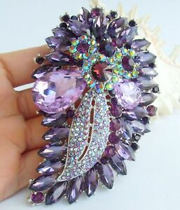 hokushinの【送料無料】ジュエリー・アクセサリー ラグジュアリーパープルオーストリアクリスタルティアドロップフラワーブローチピンluxury 413 purple austrian crystal teardrop flower brooch pin pendant 04050c5｜アングル3