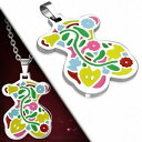 【送料無料】ジュエリー・アクセサリー チューリップスチールテディベアペンダントpendentif ourson en acier avec fleurs tulipes multicolores