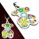 【送料無料】ジュエリー・アクセサリー スチールテディベアペンダントpendentif ourson en acier avec fleurs multicolores