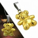 【送料無料】ジュエリー・アクセサリー ゴールデンステンレステディベアペンダントpendentif en acier inoxydable dore ours en peluche