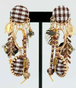 【送料無料】ジュエリー・アクセサリー イヤリングビジューロリロタパリタータンブラウンドーレクリップgrandes boucles d oreilles bijoux lol lolilota paris tartan marron dore clip