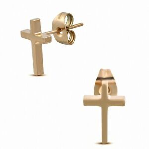 【送料無料】ジュエリー・アクセサリー ピンクゴールドステンレススチールゴールドラテンクロスイヤリングboucles doreilles en forme de croix latine en acier inoxydable dore rose or r