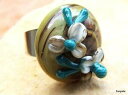 【送料無料】ジュエリー・アクセサリー シルバーリングブローチガラスリングbague en verre artisanal file au chalumeau sur anneau reglable argente