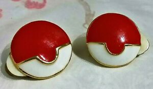 【送料無料】ジュエリー・アクセサリー ジュエルズヴィンテージブークルオブオレユクリップゴールドメタルエナメルレッドレッドbijoux vintage boucles doreilles clips metal dore emaille rouge blanc s150
