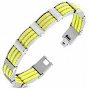 hokushin㤨̵֡ۥ奨꡼꡼ ॹƥ쥹ѥ󥵡󥯥֥쥹åbracelet a maillons panthere en acier inoxydable avec caoutchouc jaune 474פβǤʤ18,980ߤˤʤޤ