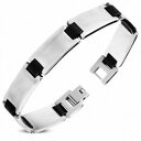 【送料無料】ジュエリー・アクセサリー トーンゴムパンサーリンクステンレススチールストラップbracelet haute poli en acier inoxydable avec maillons panthere 2 tons en caoutch(4)