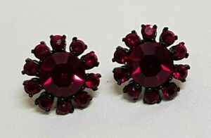 【送料無料】ジュエリー・アクセサリー ヴィンテージジュエリーイヤリングイヤリングレッドクリスタルルビーブラックメタルbijoux vintage boucles doreilles earrings cristal rouge rubis metal noir h3