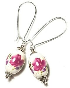 【送料無料】ジュエリー・アクセサリー ロングシルバーピンクファミリーイヤーズパールドロップハンギングクラスlongue argent rose famille oreilles porcelaine perle goutte pendantes classe