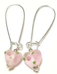 【送料無料】ジュエリー・アクセサリー ロングローズハートイヤリングハンギングドロップガラスフロストガラスパールlong rose coeur boucles doreilles goutte pendantes verre givre perle ancien