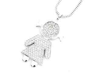【送料無料】ジュエリー・アクセサリー ジャンパーネックレスペンダントシルバーメタルガールウィズストラスcl239 sautoir collier pendentif fille metal argentee avec strass