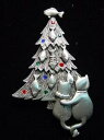 【送料無料】ジュエリー・アクセサリー ジョネットジュエリーシルバーピュータードリームクリスマスツリーピンjj jonette jewelry silver pewter cat dream christmas tree pin