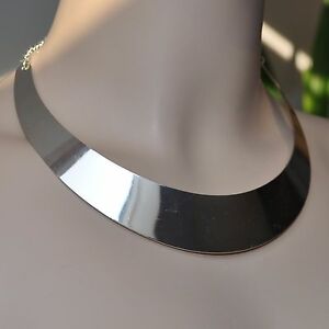 ジュエリー・アクセサリー チェーンカラーブロガーチョーカーカラーシルバーメタルマッシブスムースcollier imposant chaine blogueur choker de couleur argent metal massif lisse