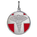 ジュエリー・アクセサリー シルバースターリングレッドエナメルメディカルアラートペンダントブレロックイタリアargent sterling rouge email alerte medicale pendentif breloque,fait en italie,