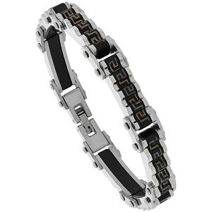 【送料無料】ジュエリー・アクセサリー スチールデザインキーギリシャバイクブレスレットチェーンacier inoxydable noirci design cle grecque velo bracelet chaine
