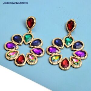 【送料無料】ジュエリー・アクセサリー スワロフスキーイヤリングRboucles doreille fleur petales swarovskiiR elements multicolores de luxe neuves