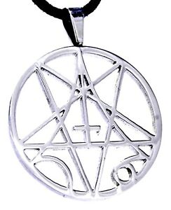 ジュエリー・アクセサリー ペンタグラムチェーンペンダントイノックスクロスサタンpentagramme chaines pendentif acier inox tourne vers inverser croix satan 80