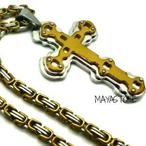 ̵ۥ奨꡼꡼ ӥ󥫥顼ڥȥ륹륷С᥯xxl collier byzantin croix pendentif acier inox argent or gourmette cross